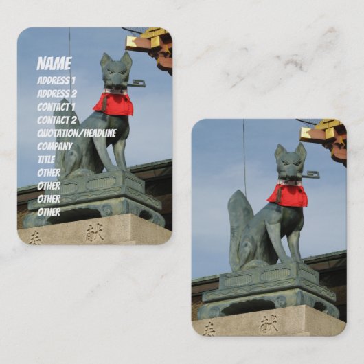 口にキツネを含む鍵キツネ 名刺 (正面/裏面)