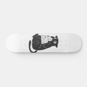 口にピザを入れた猫 – バックカラーを選択 スケートボード (横)