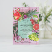 口に水を入れるトロピカルフルーツありがとう 出欠カード (スタンド正面)