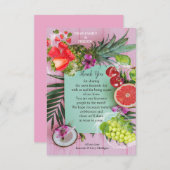 口に水を入れるトロピカルフルーツありがとう 出欠カード (正面/裏面)