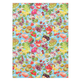 口に水を入れる熱帯果実 テーブルクロス