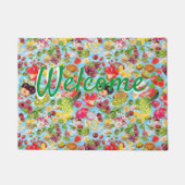 口に水を入れる熱帯果実 ドアマット (正面)