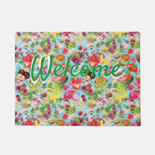 口に水を入れる熱帯果実 ドアマット (正面)