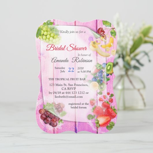 口に水を入れる熱帯果実 招待状 (スタンド正面)