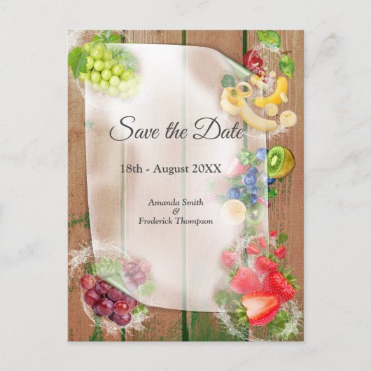 口に水を入れる熱帯果実 案内ポストカード (正面)