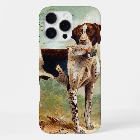 口に鳥をくわえた猟犬 iPhoneケース (裏面)