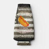 口の中にフィットネスフィットネスのホットドッグが入っている ボトルクーラー (正面)