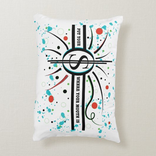 口の中に金を入れて引用文 アクセントクッション (裏面(縦))