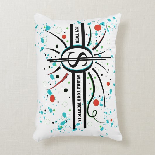 口の中に金を入れて引用文 アクセントクッション (正面(垂直))