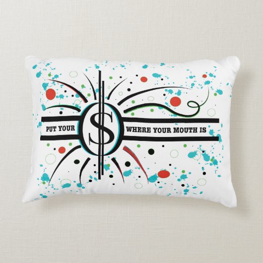 口の中に金を入れて引用文 アクセントクッション (裏面)