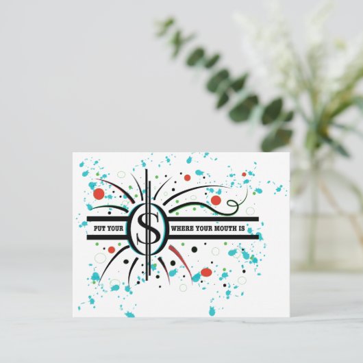 口の中に金を入れて引用文 ポストカード (スタンド正面)