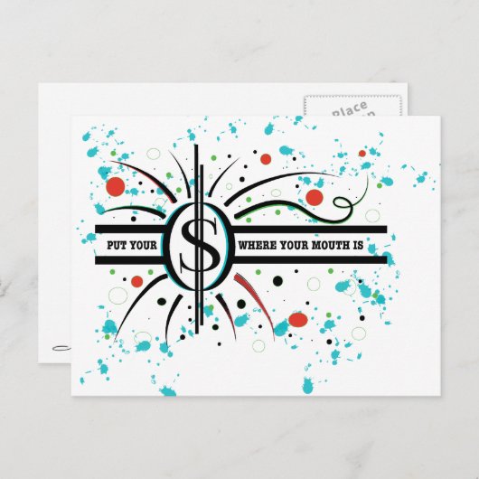 口の中に金を入れて引用文 ポストカード (正面/裏面)