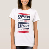口の前で心を開く Tシャツ (正面)