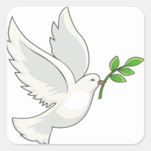 口の枝との鳩の飛行 スクエアシール