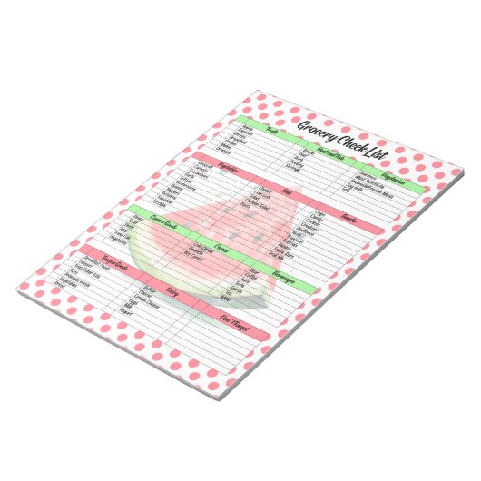 口の水やりをするスイカの食料品一覧 ノートパッド (アングル)