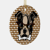 口の髭、接眼レンズ及び骨を搭載するかわいい犬 セラミックオーナメント (右)