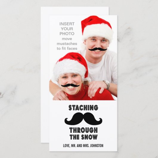 口ひげおもしろいクリスマスフォトカード シーズンカード (正面/裏面)