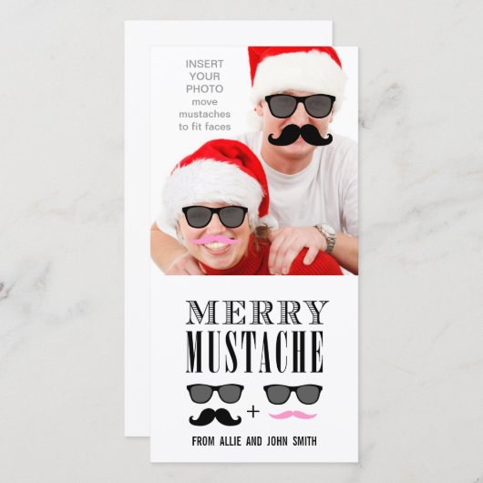 口ひげおもしろいサングラスクリスマス シーズンカード (正面/裏面)