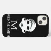 口ひげおもしろいモノグラム iPhoneケース (裏面横)