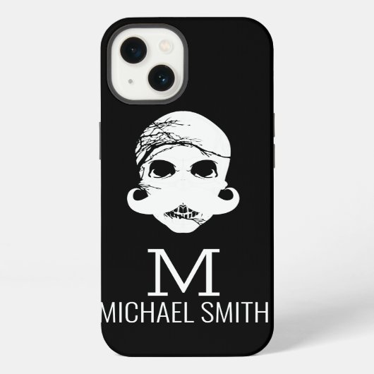 口ひげおもしろいモノグラム iPhoneケース (裏面)