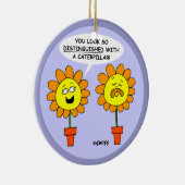 口ひげおもしろい花漫画クリスマス セラミックオーナメント (右)