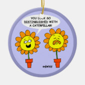 口ひげおもしろい花漫画クリスマス セラミックオーナメント (正面)