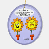 口ひげおもしろい花漫画クリスマス セラミックオーナメント (左)