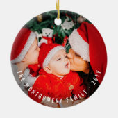 口ひげおもしろい顔クリスマスかわいいホリデーフォト セラミックオーナメント (裏面)