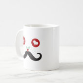 口ひげおもしろい顔雪片クリスマスホリデー コーヒーマグカップ (正面左)