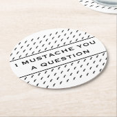 口ひげで質問モダンストライプする ラウンドペーパーコースター (アングル)