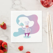 口ひげとトレイで笑顔のシェフ スタンダードランチョンナプキン (インサイチュ)