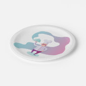 口ひげとトレイで笑顔のシェフ ペーパープレート (アングル)