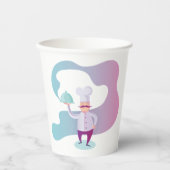 口ひげとトレイで笑顔のシェフ 紙コップ (正面)