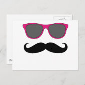 口ひげとピンクのサングラスのユーモア ポストカード (正面/裏面)