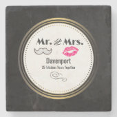 口ひげと唇そしてミセス – 記念日 ストーンコースター (正面)