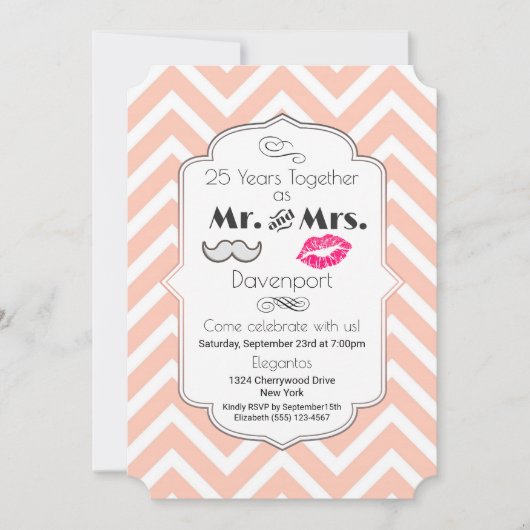 口ひげと唇そしてミセス – 記念日 招待状 (正面)