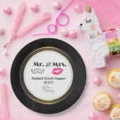 口ひげと唇とミセス・ブラック&金ゴールド結婚ズ ペーパープレート (パーティー)