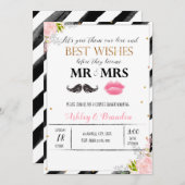 口ひげと唇のカップルシャワー招待状 招待状 (正面/裏面)