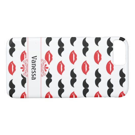 口ひげと唇の赤と黒のパターン Case-Mate iPhoneケース (裏面(横))