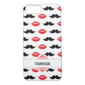 口ひげと唇の赤と黒のパターン Case-Mate iPhoneケース (裏面)
