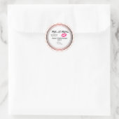 口ひげと唇ミセス・ピーチ・シェブロン結婚ズ ラウンドシール (バッグ)