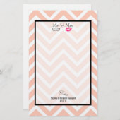 口ひげと唇ミセス・ピーチ・シェブロン結婚ズ 便箋 (正面/裏面)