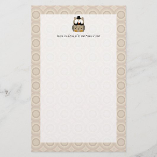 口ひげと帽子を持つフクロウ 便箋 (正面)