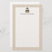 口ひげと帽子を持つフクロウ 便箋 (正面/裏面)