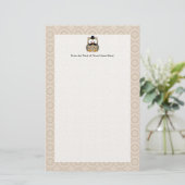 口ひげと帽子を持つフクロウ 便箋 (スタンド正面)