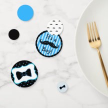 口ひげと弓ネクタイ男の子の赤ちゃんシャワー紙吹雪