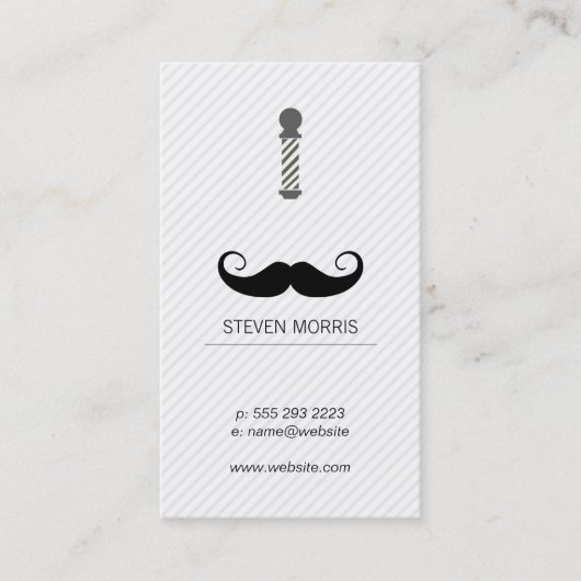 口ひげと理容師ブレードと理容師ポール 名刺 (正面)