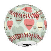 口ひげのあるハート文字 野球ボール (裏面)