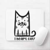 口ひげのあスタイリッシュる猫とハート猫 マウスパッド (マウス)