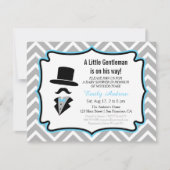 口ひげの小さい紳士の男の赤ちゃんのシャワー 招待状 (正面)